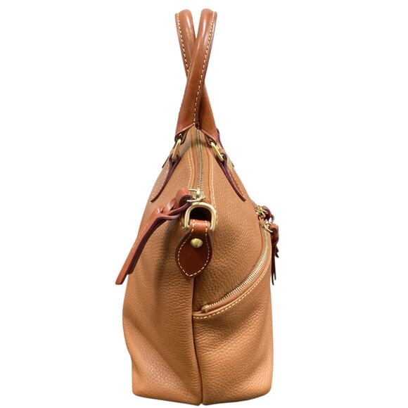 Dooney &Bourke Handbag Women’s 1Size GenuineLeather Logo 2 Handles Zipper Camel - Picture 4 of 10